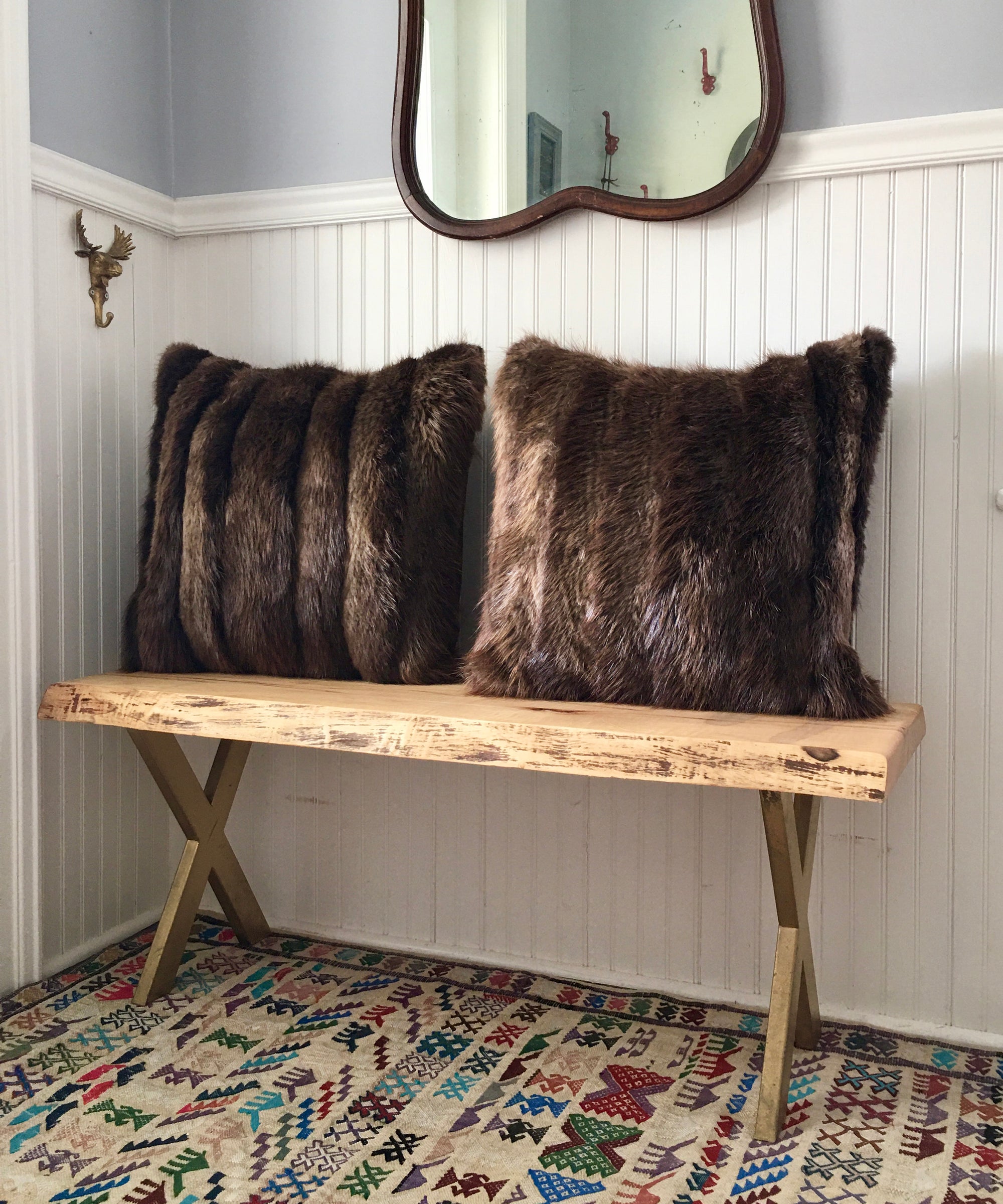 Reclaimed Beaver Fur Pillow 22 x 22"