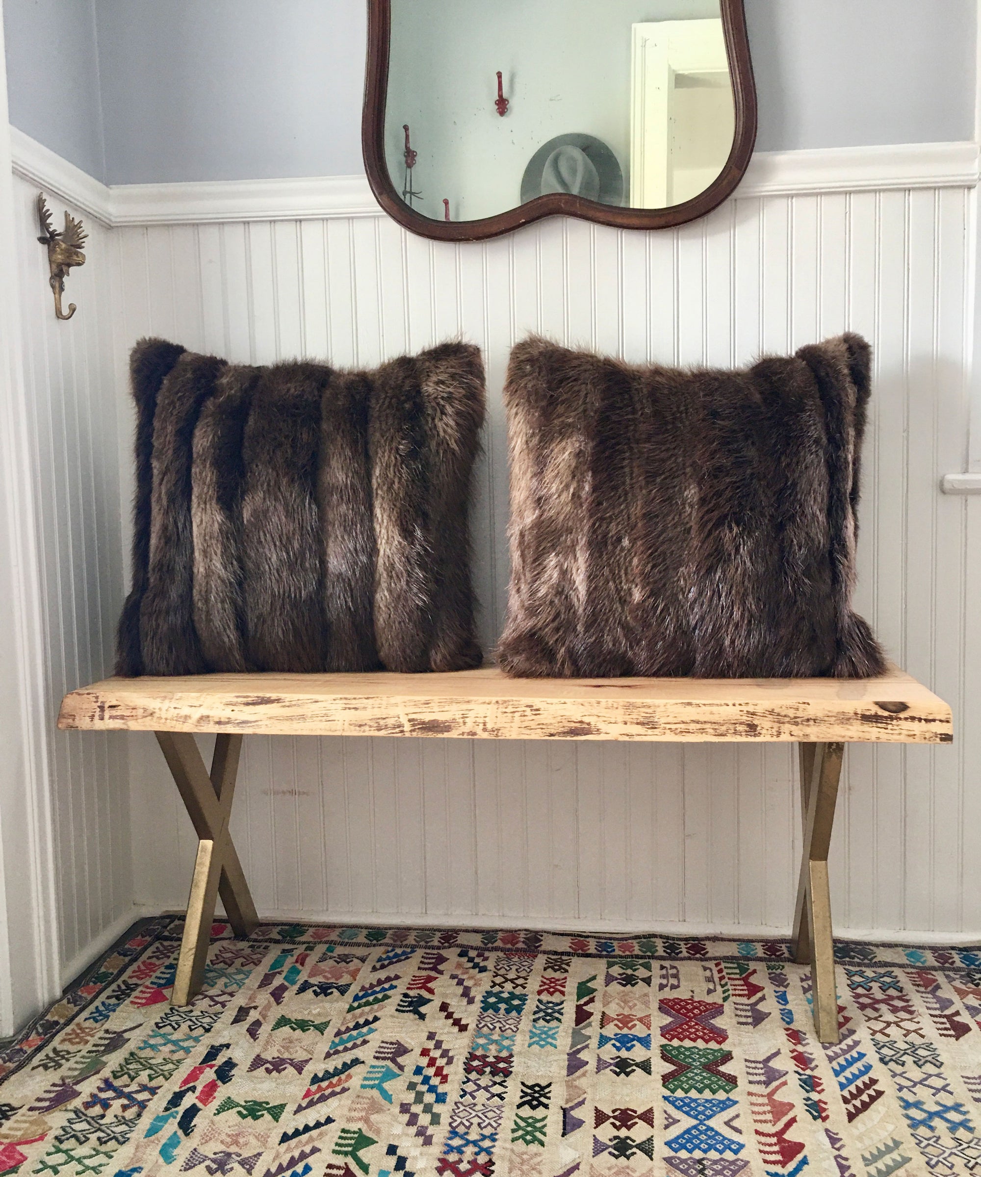 Reclaimed Beaver Fur Pillow 22 x 22"