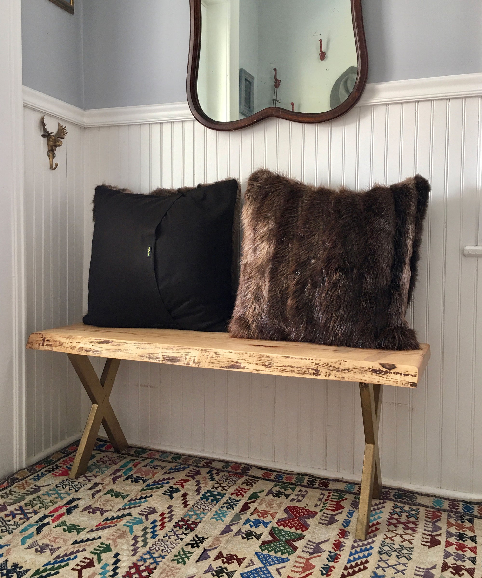 Reclaimed Beaver Fur Pillow 22 x 22"