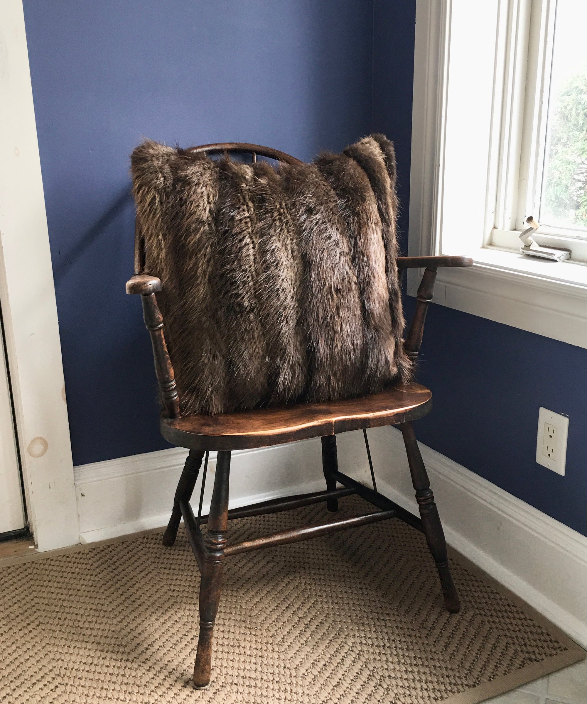Reclaimed Beaver Fur Pillow 22 x 22"