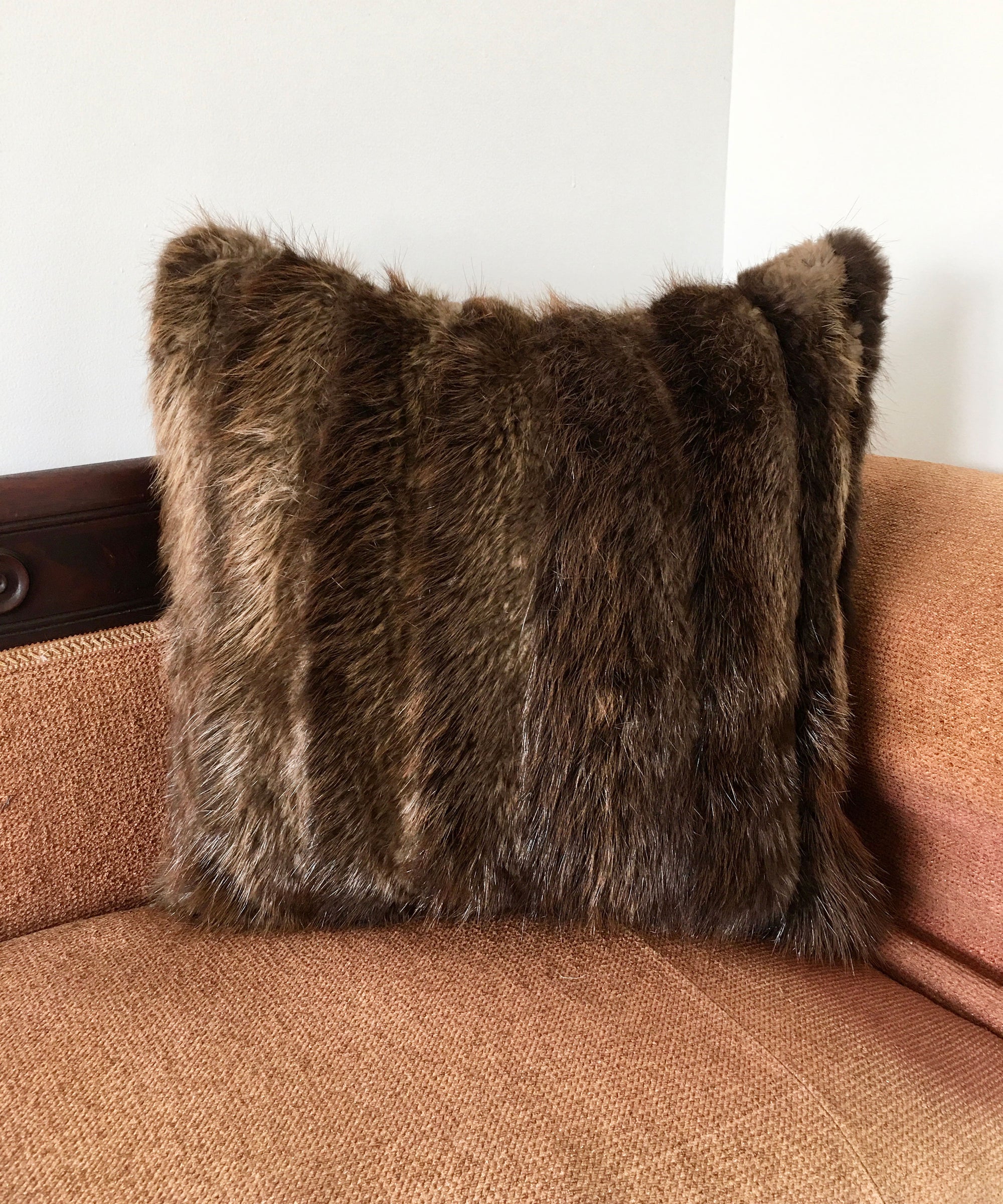 Reclaimed Beaver Fur Pillow 22 x 22"