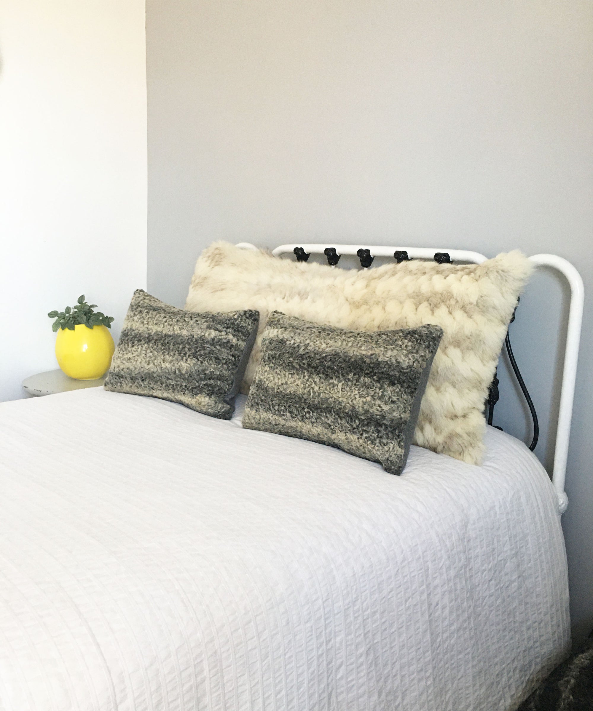Reclaimed Gray Sheep Fur Pillow 13" x 19"