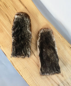 sheepskin mittens with a fur lining for women made in canada by muffle up. fur coat upcycling ideas, real fur gloves with fur lining, leather and wool