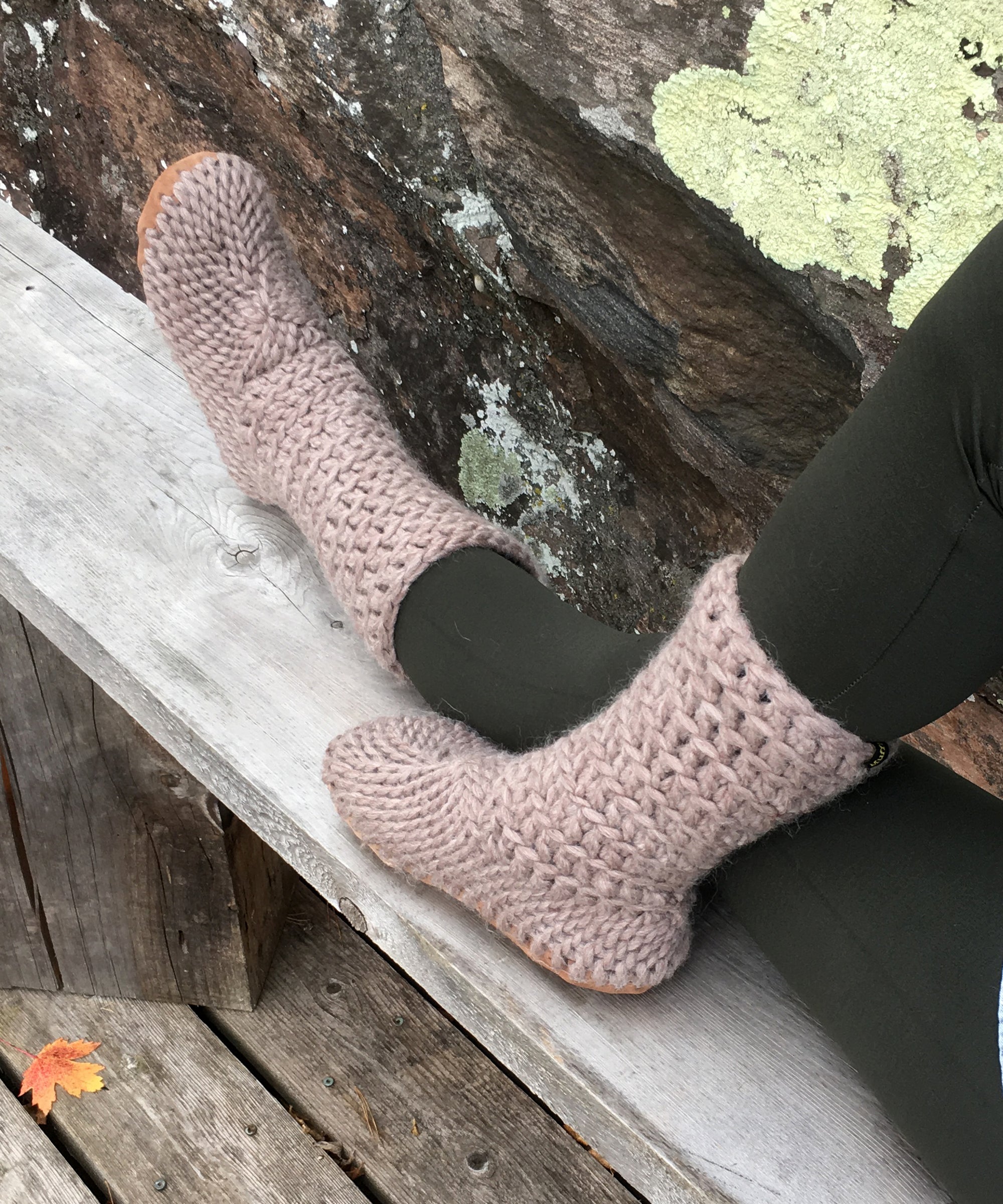 Fawn Slipper Boot: Beige Merino Wool Slipper with Leather Sole