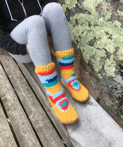 Bright Yellow Merino Wool Slippers, Handmade in Canada