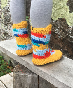 Bright Yellow Merino Wool Slippers, Handmade in Canada