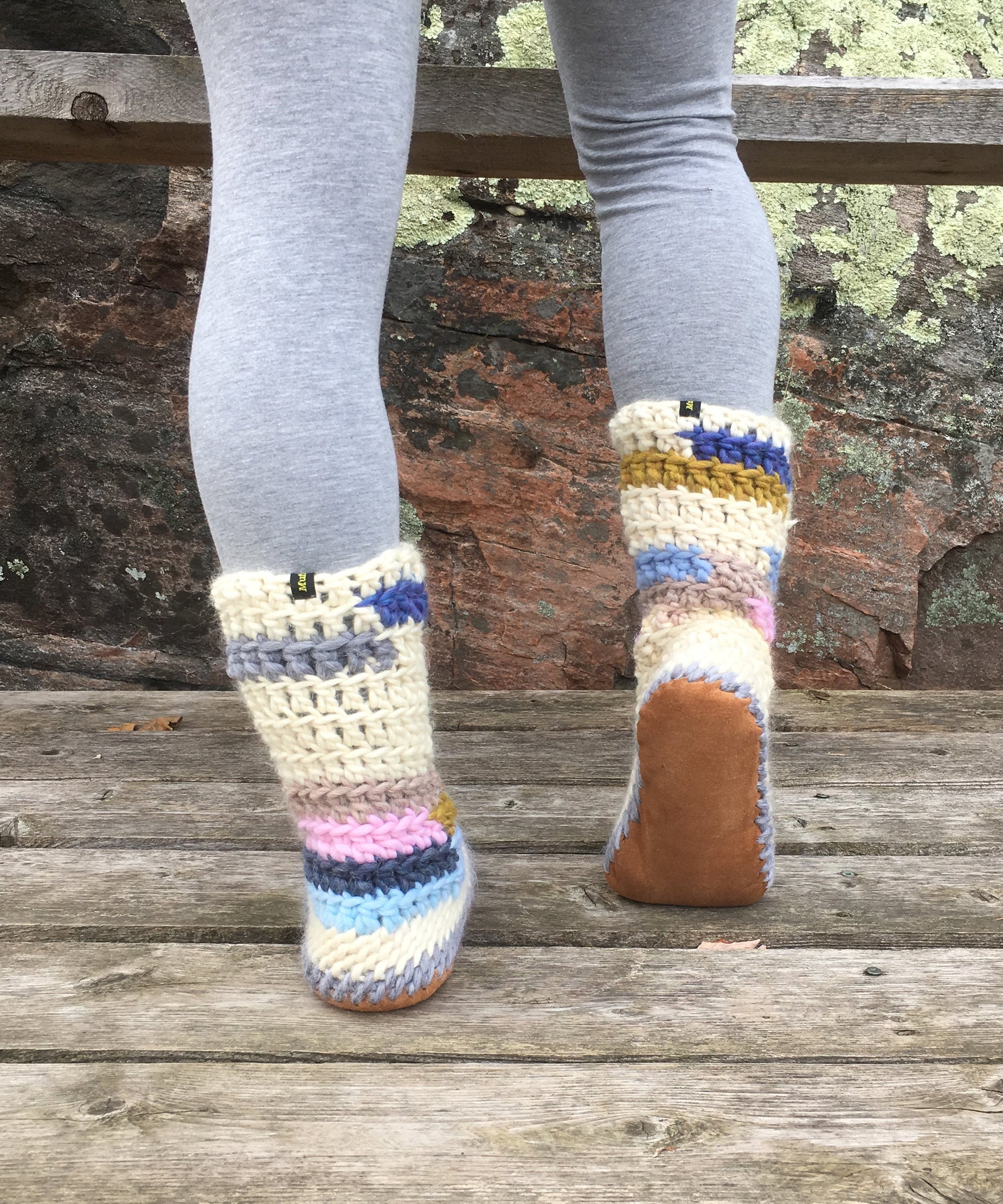 Pastel Merino Wool Slipper Socks, Eco Friendly Bootie Slippers Women ...
