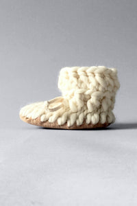 knitted kids slippers ivory handmade recycled