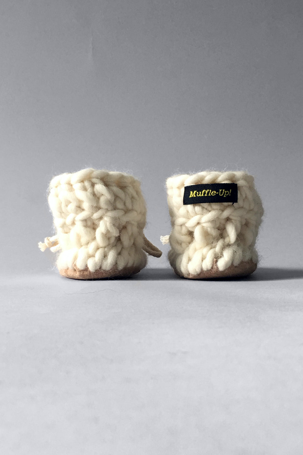 woolen kids booties ivory handmade upcycled