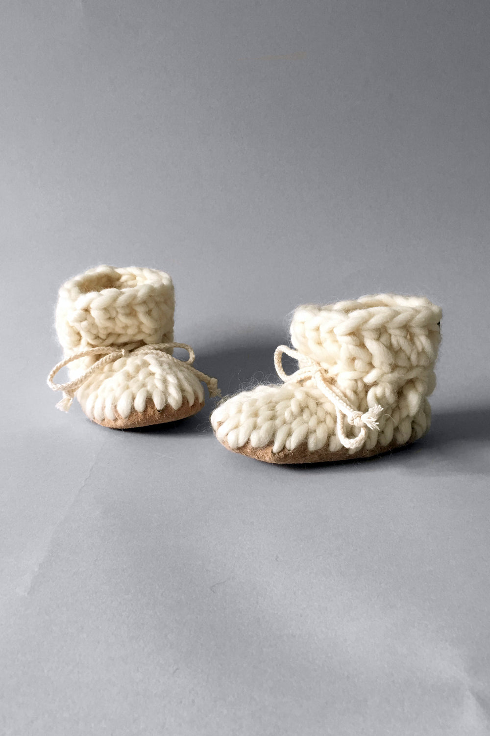 knitted kids boot ivory handmade recycled