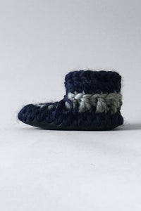 knitted kids slippers nautical blue handmade upcycled