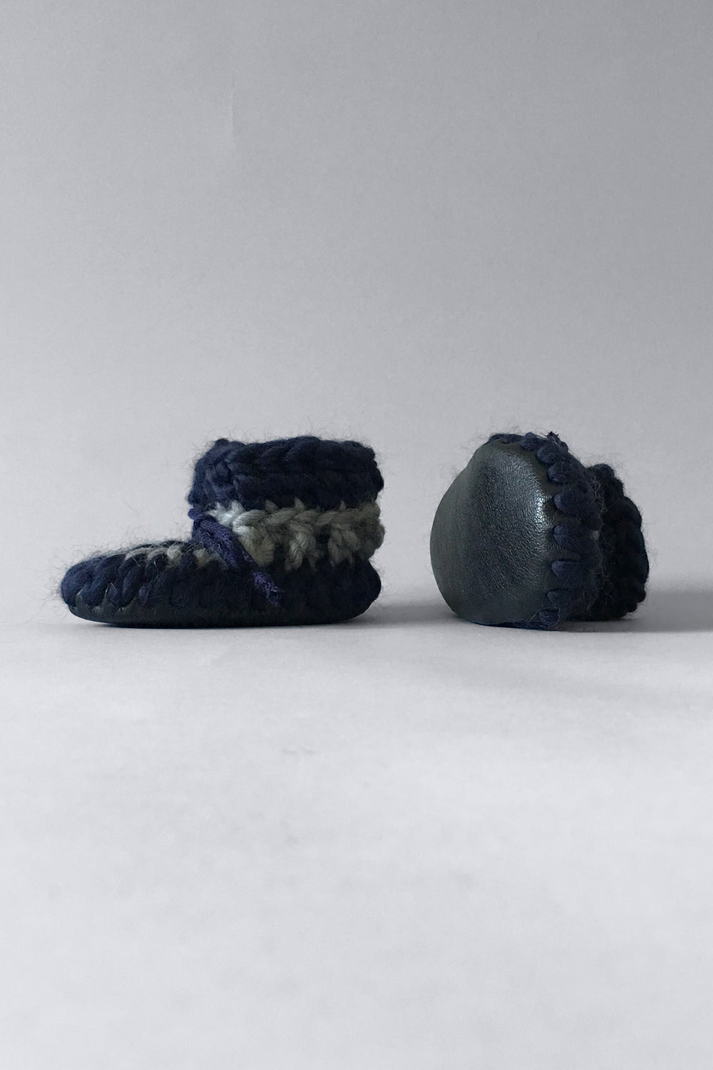 woolen kids slippers nautical blue handmade upcycled