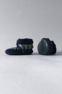woolen kids slippers nautical blue handmade upcycled