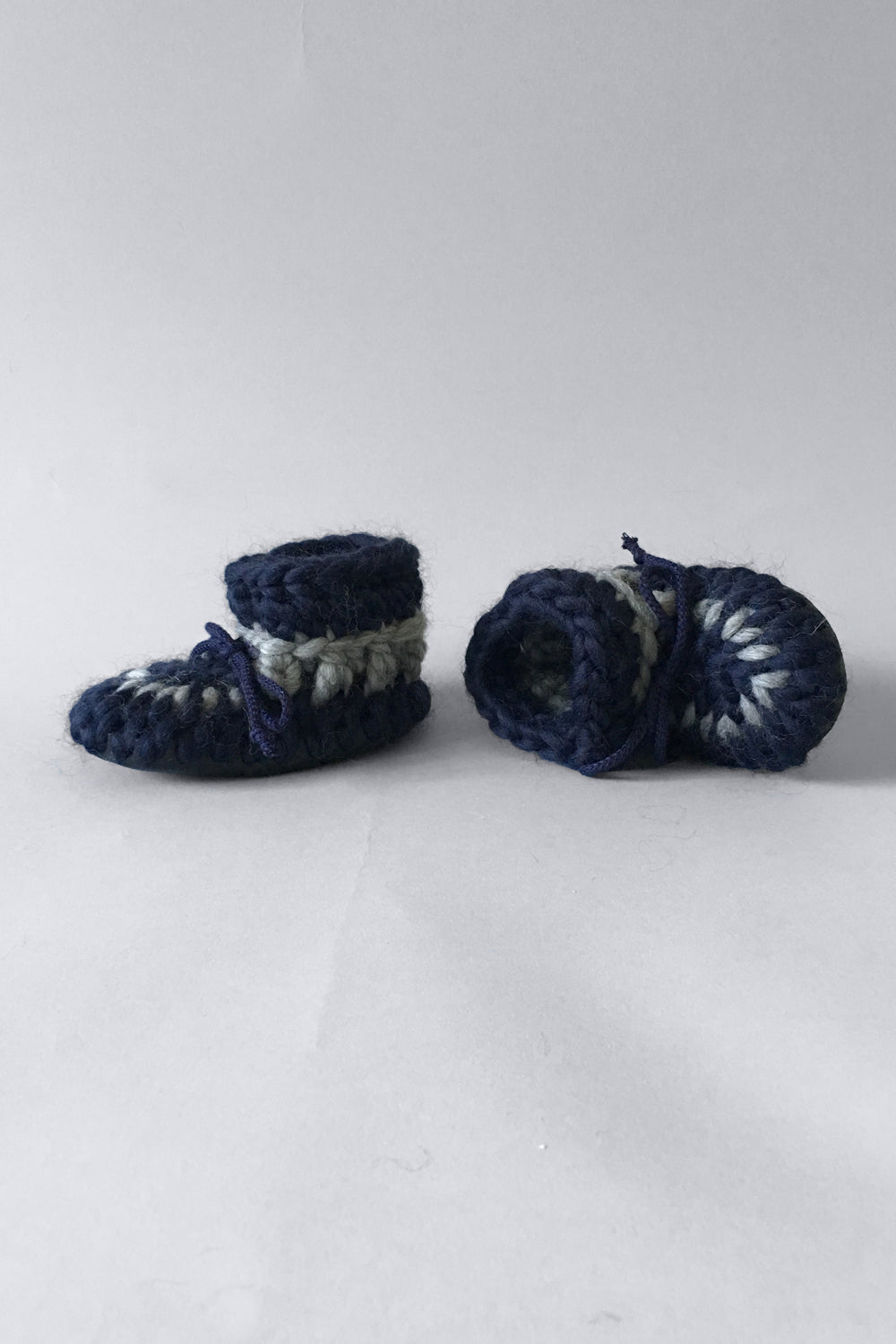 knitted kids slippers nautical blue handmade recycled