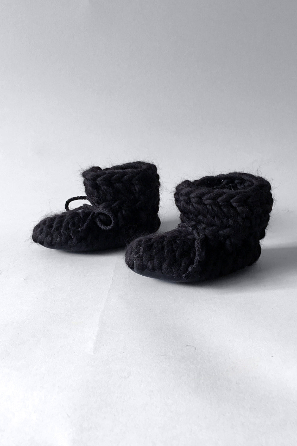 knitted kids booties black handmade upcycled