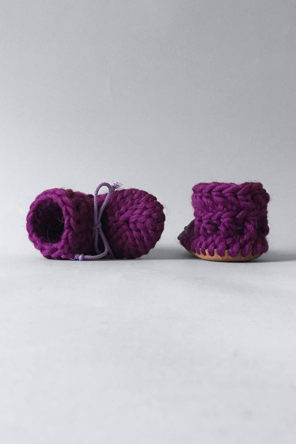 woolen kids slippers purple handmade upcycled