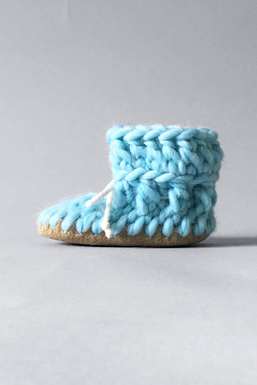knitted kids slippers sky blue handmade upcycled