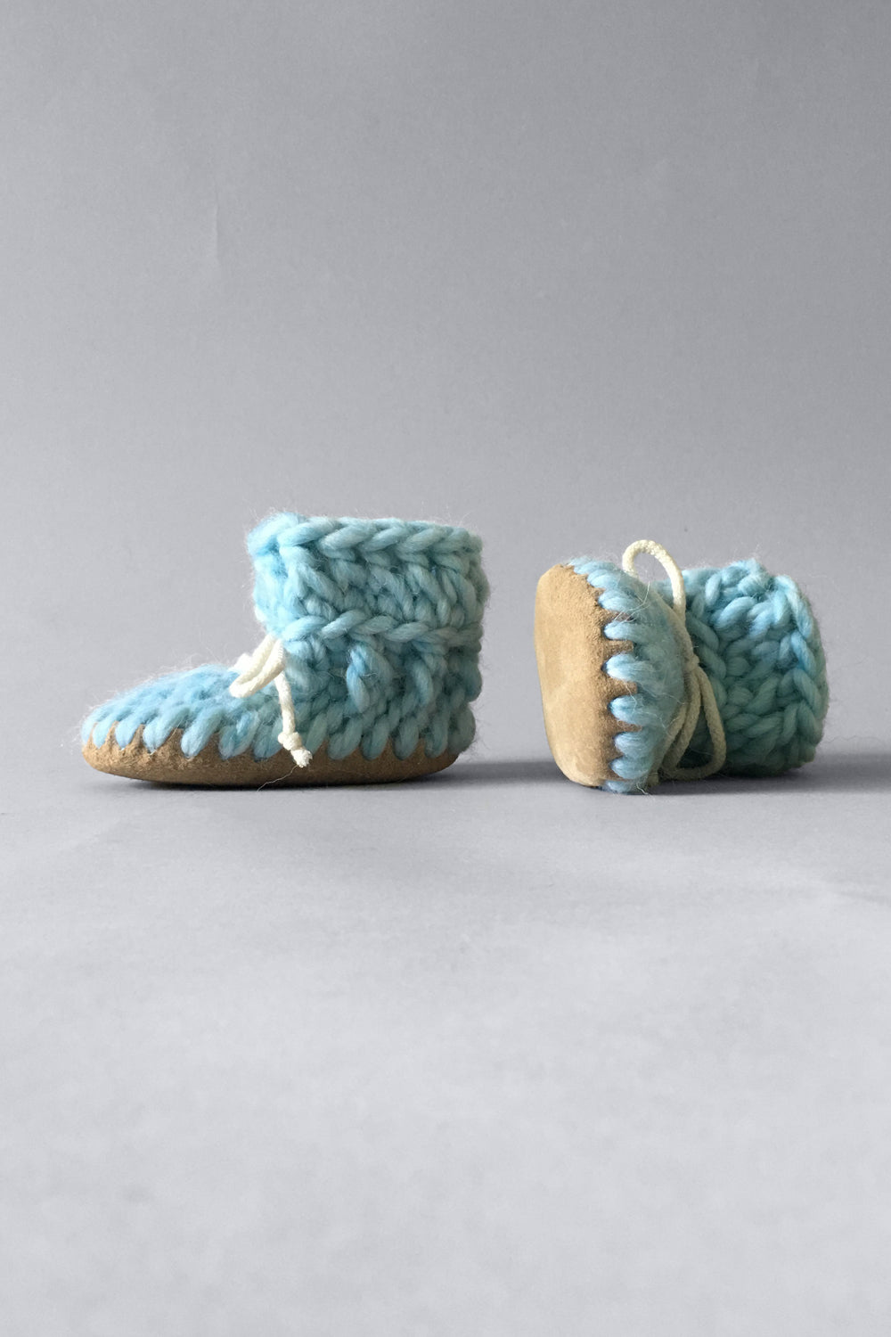 woolen kids slippers sky blue handmade upcycled