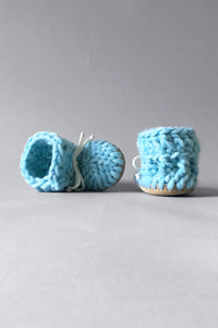 knitted kids booties sky blue handmade upcycled
