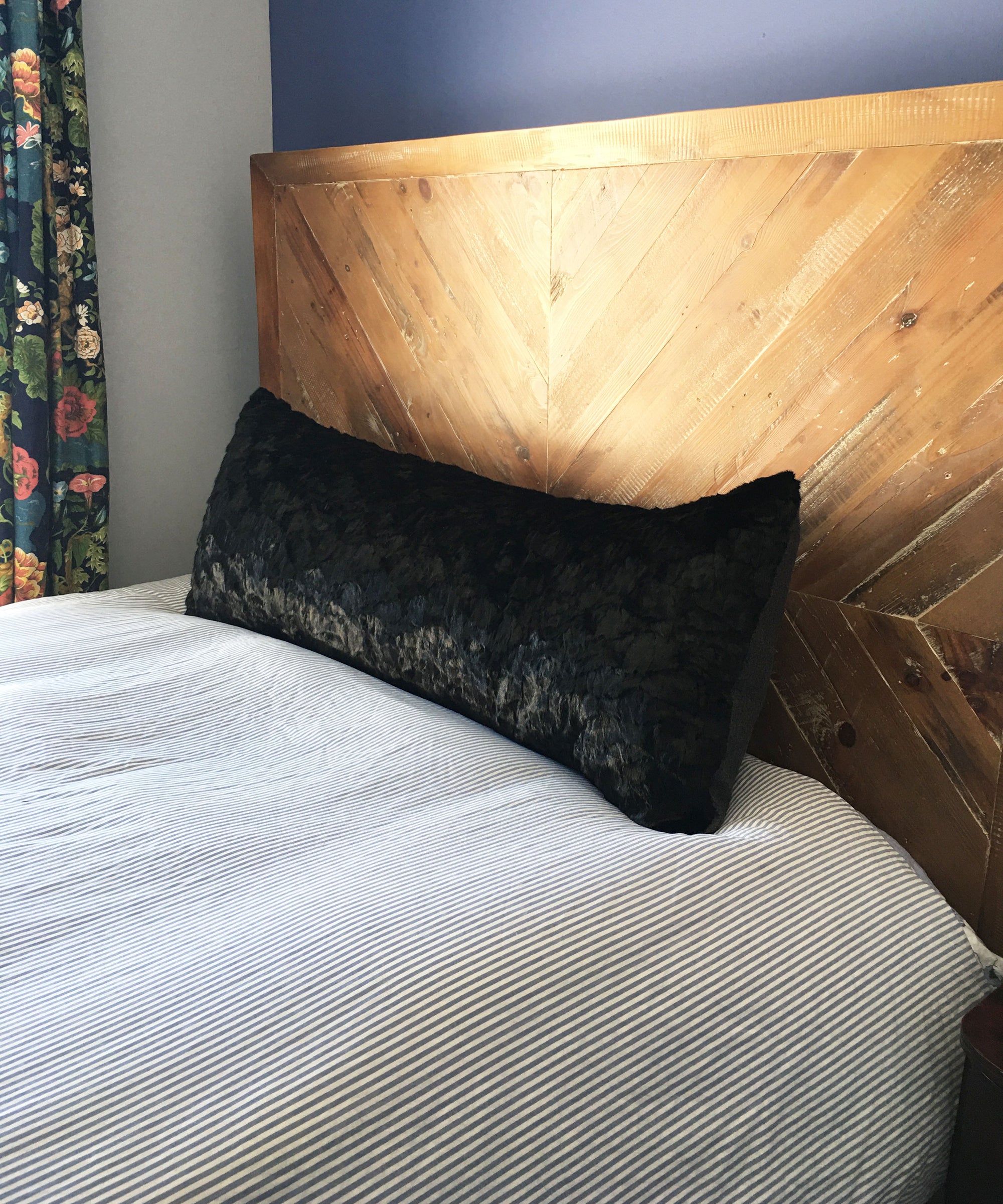 Real Reclaimed Black Mink Fur Giant Body Pillow 20" x 50"