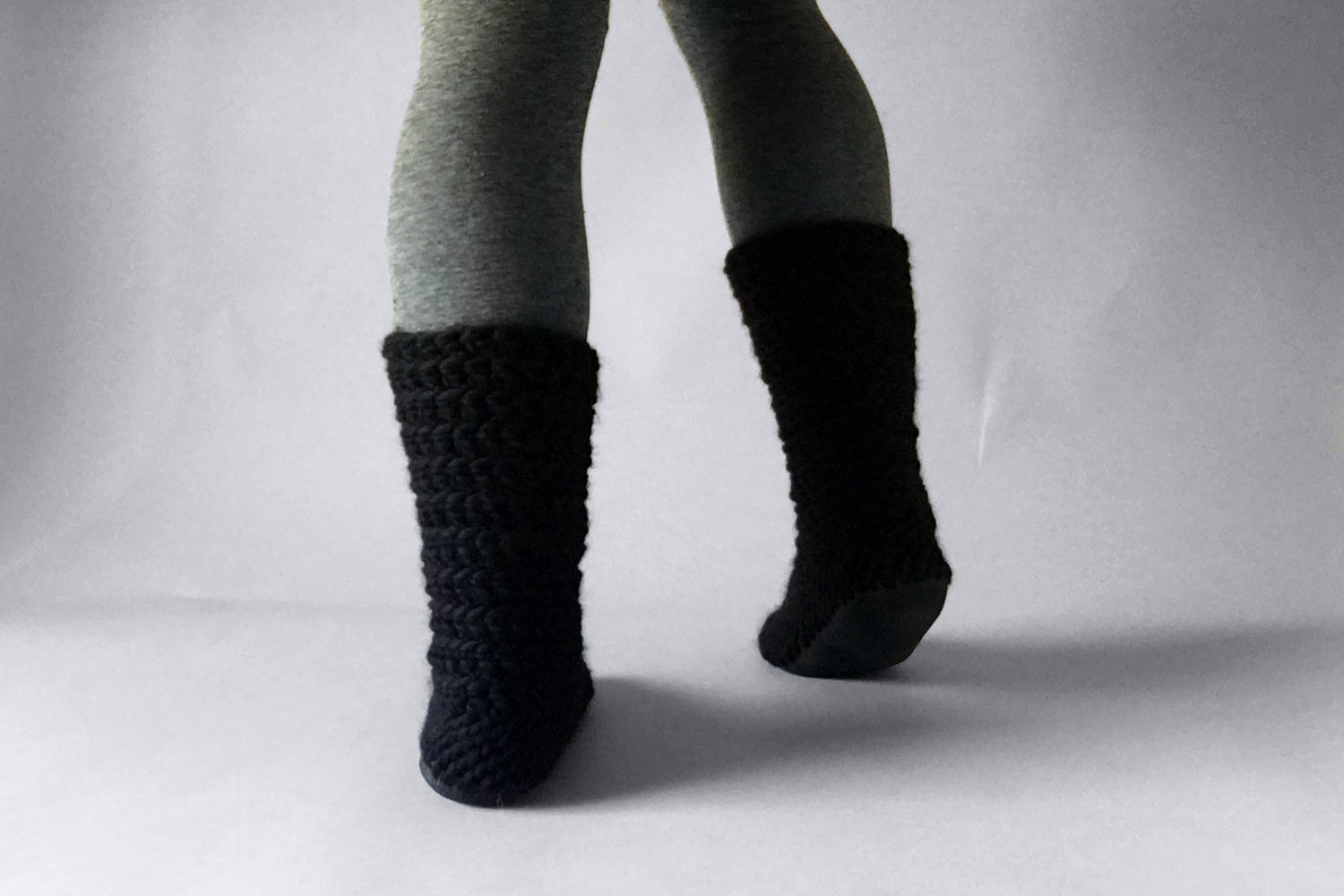 wool slipper boots black handmade recycled