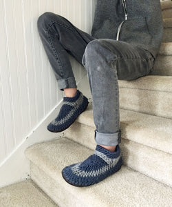 Blue Merino Wool Booties Men Canada, Eco friendly slippers