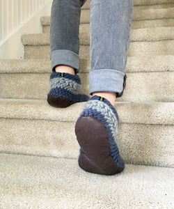 Men's 15 Slippers with Leather Soles, Merino Wool Slipper Boots