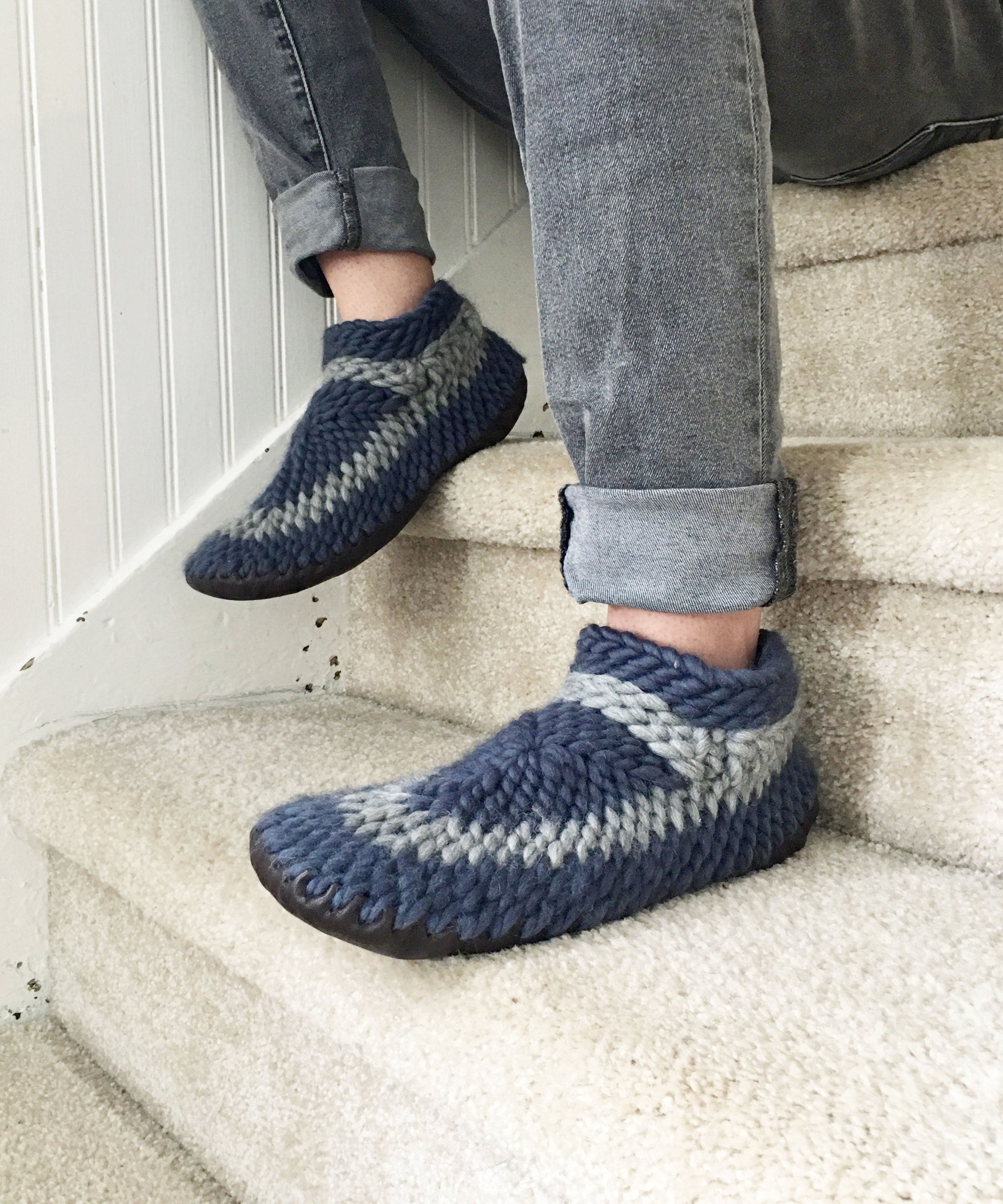 Men's 15 Merino Wool Slippers with Leather Soles