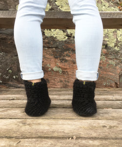Black Merino Wool Slippers 