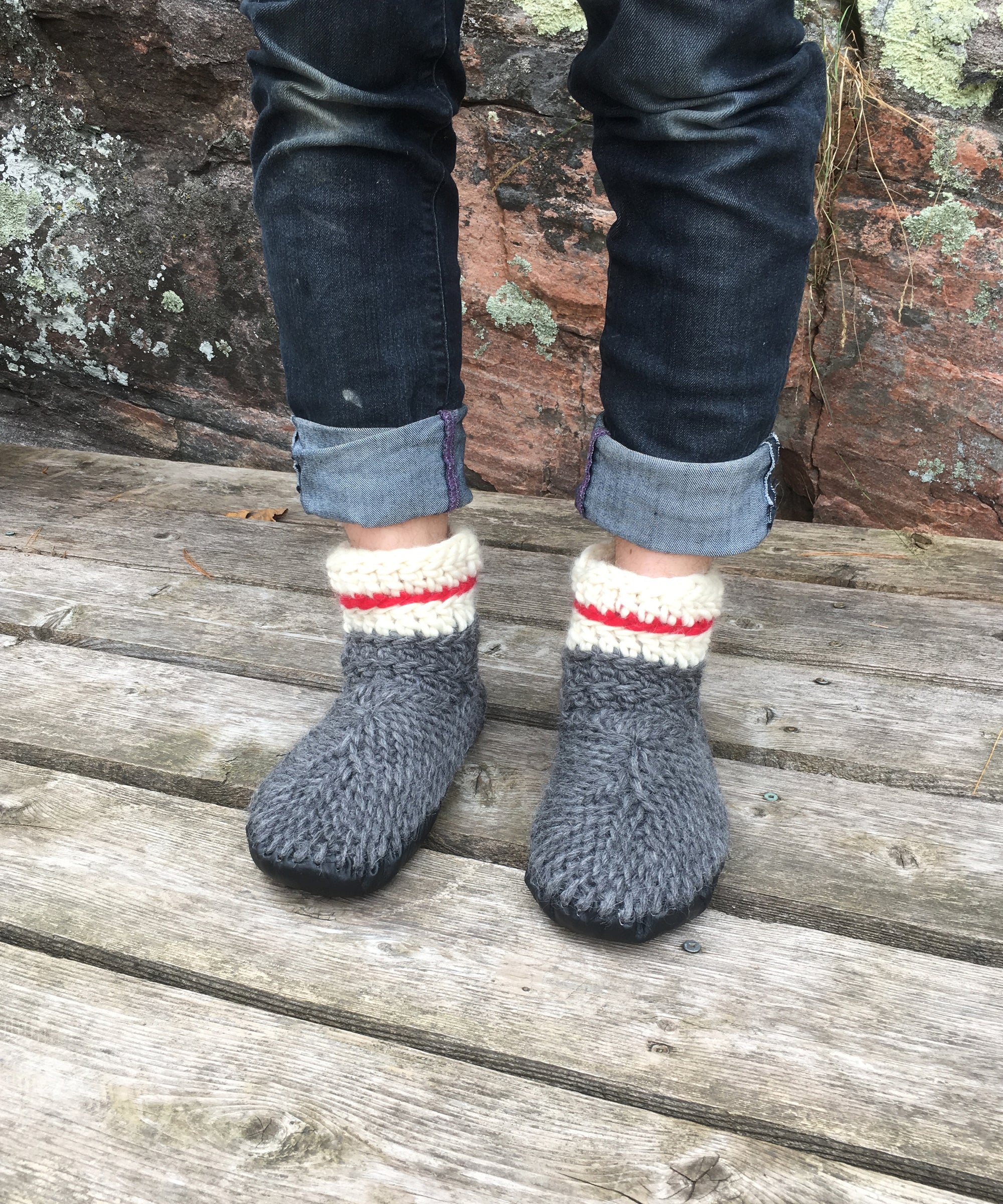 Handmade Dark Gray Wool Slipper Socks - DharmaShop