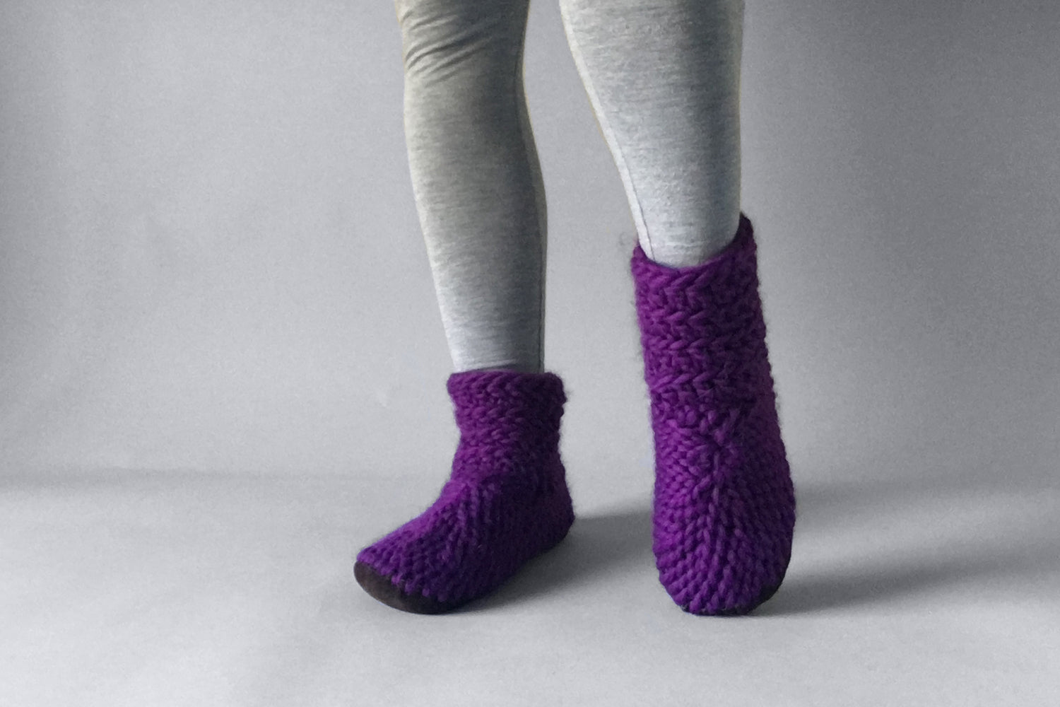 solid purple ankle bootie for women, handmade in canada