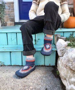 Eco-Friendly Wool Slipper Boots with Leather Soles, Crochet House Slippers Handmade Men
