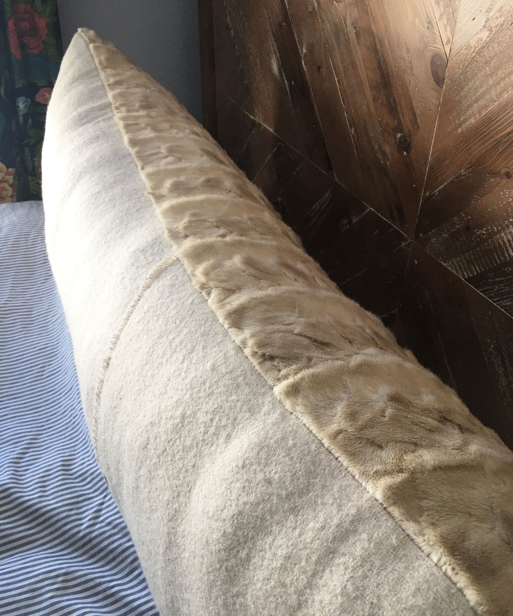 Real Reclaimed Champagne Mink Fur Giant Body Pillow 20" x 50"