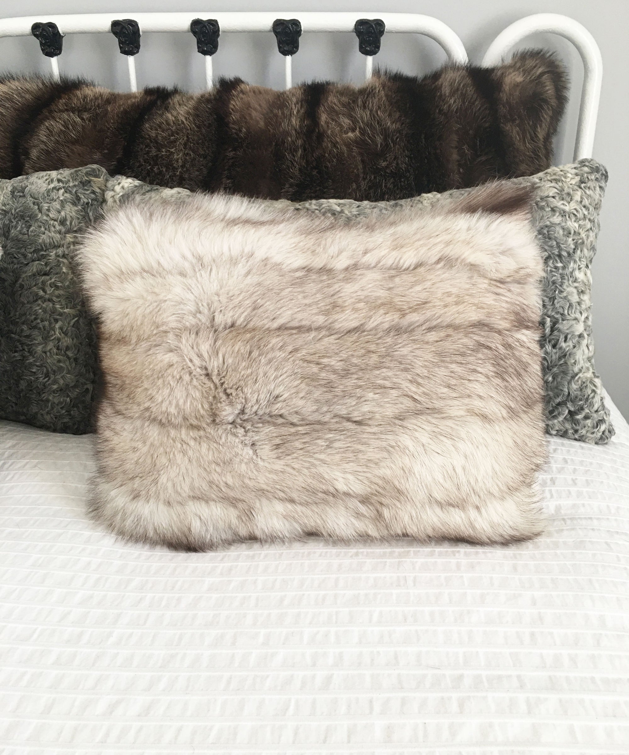 Fox Fur Accent Pillows, 14" x 16"