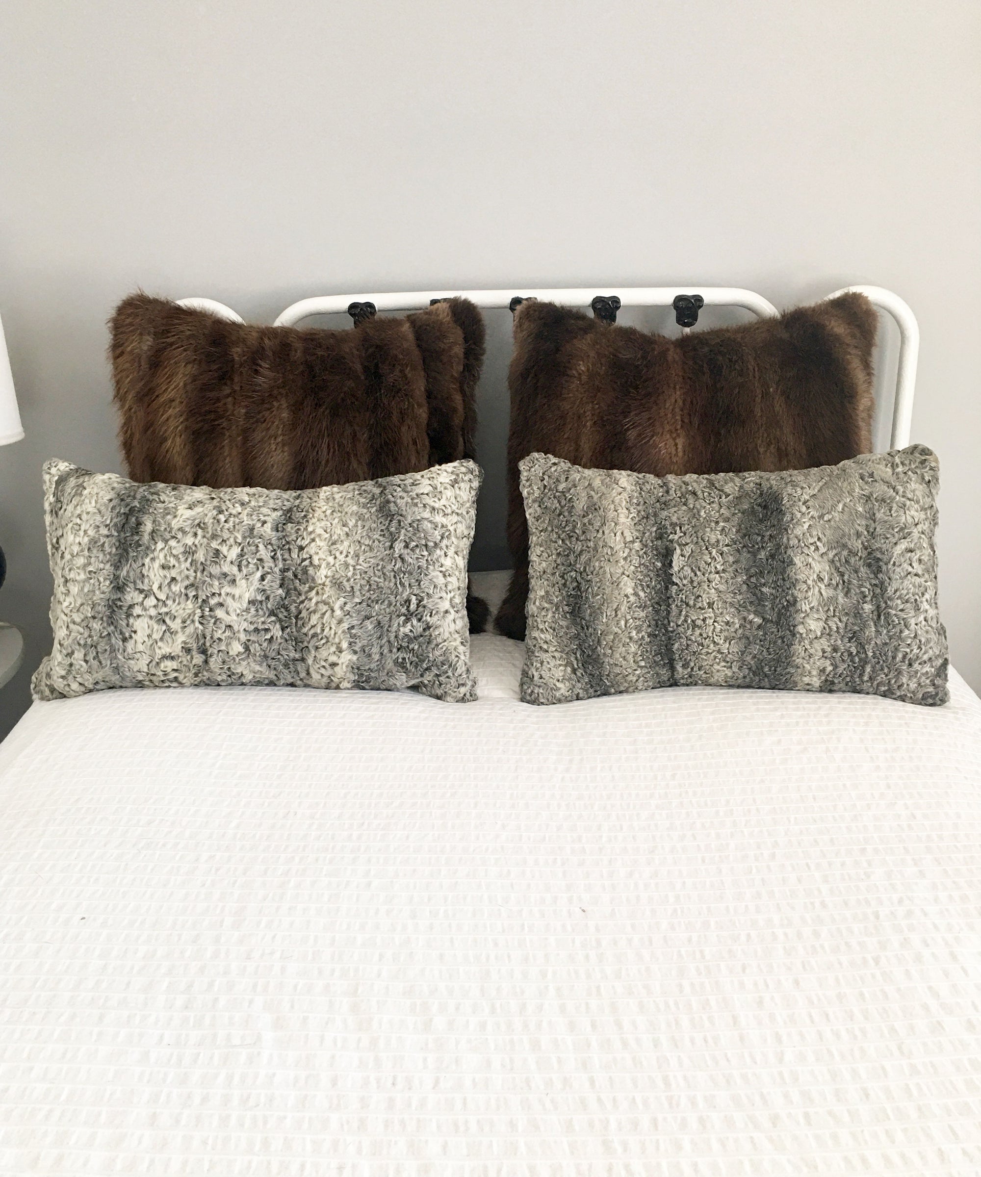 Reclaimed Gray Sheep Fur Pillow 14" x 24"