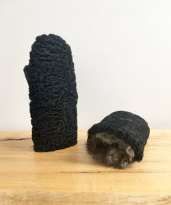 Warmest Eco Friendly Mittens, Real Fur Mittens Canada, Fur Lined Gloves Mittens Black
