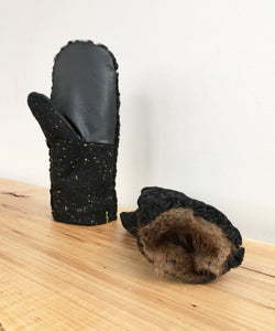 Best High End Fur Glove, Reclaimed Fur Mittens Canada, Real Fur Mittens Gloves with Fur Lining Black