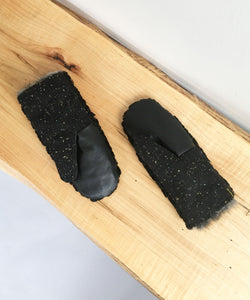 Warmest Mittens made from vintage fur coats, black furry mittens made in Canada, Black Persian Lamb, Black Astrakan
